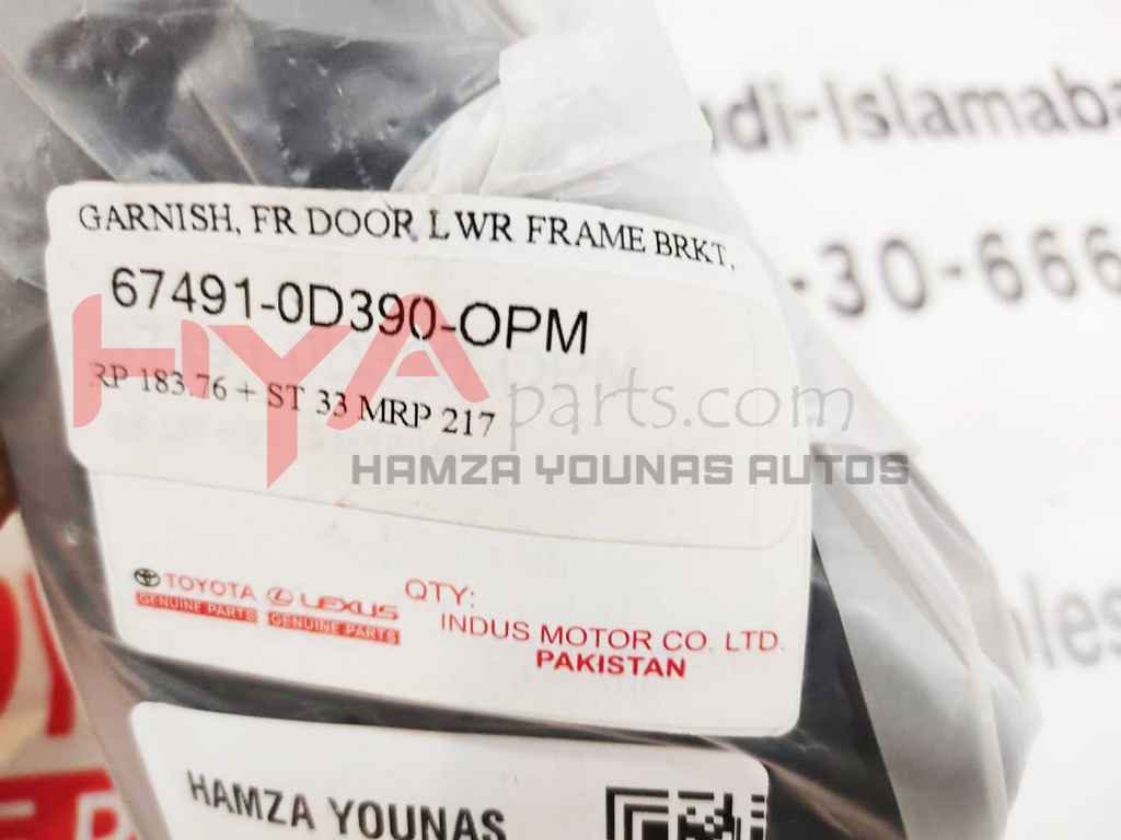 GARNISH, FRONT DOOR LOWER FRAME BRACKET, RH