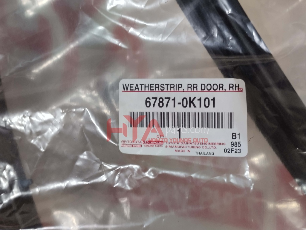 WEATHERSTRIP, REAR DOOR, RH