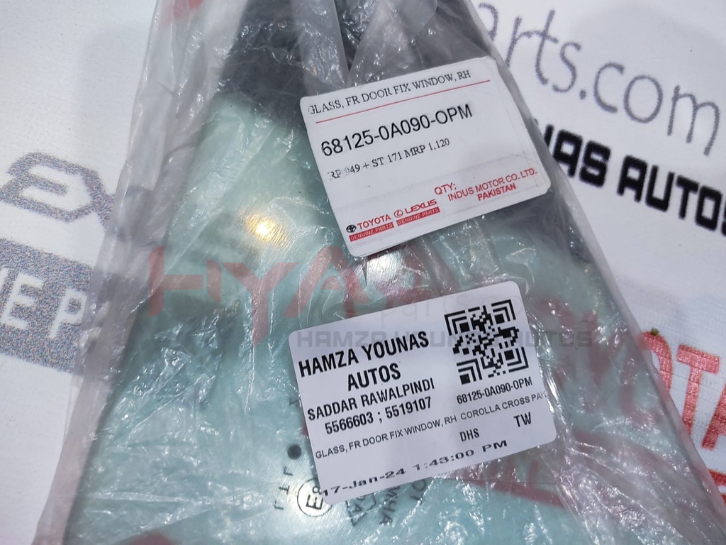 GLASS, FR DOOR FIX WINDOW, RH 