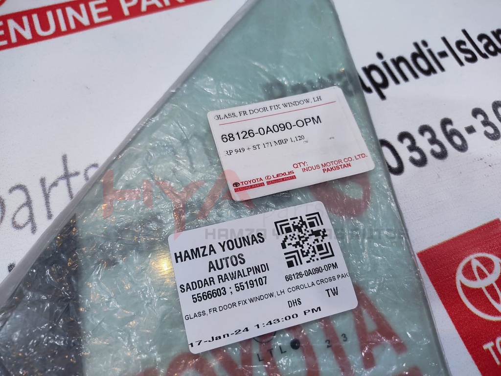 GLASS, FR DOOR FIX WINDOW, LH 