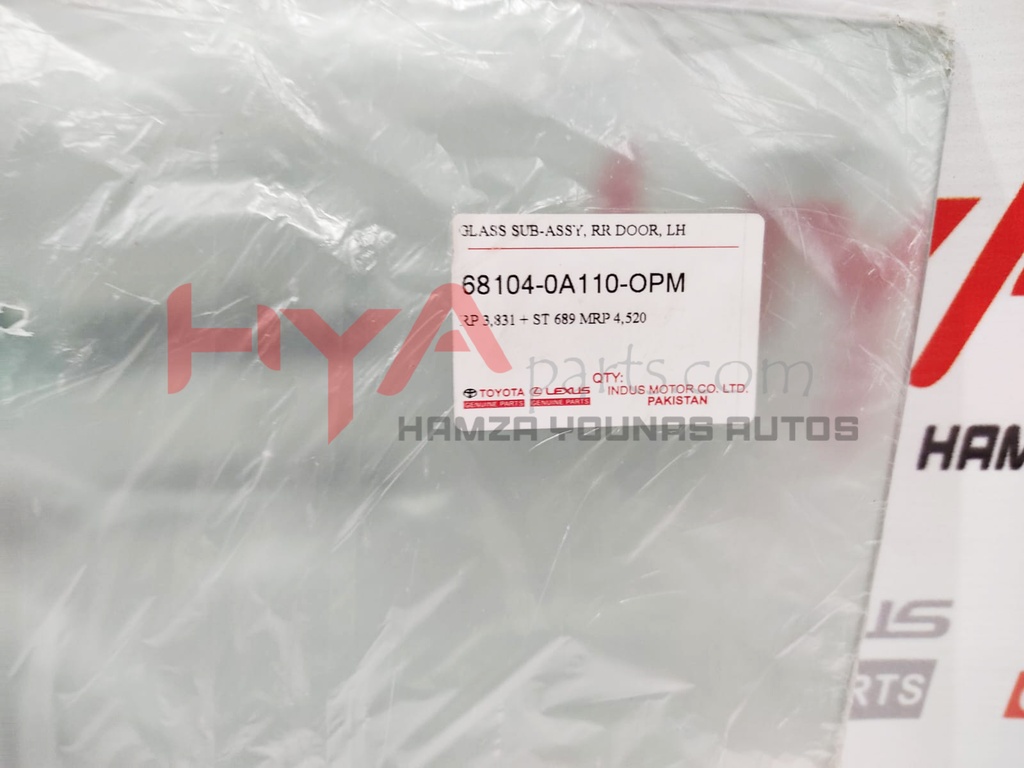 GLASS SUB-ASSY, RR DOOR, LH 