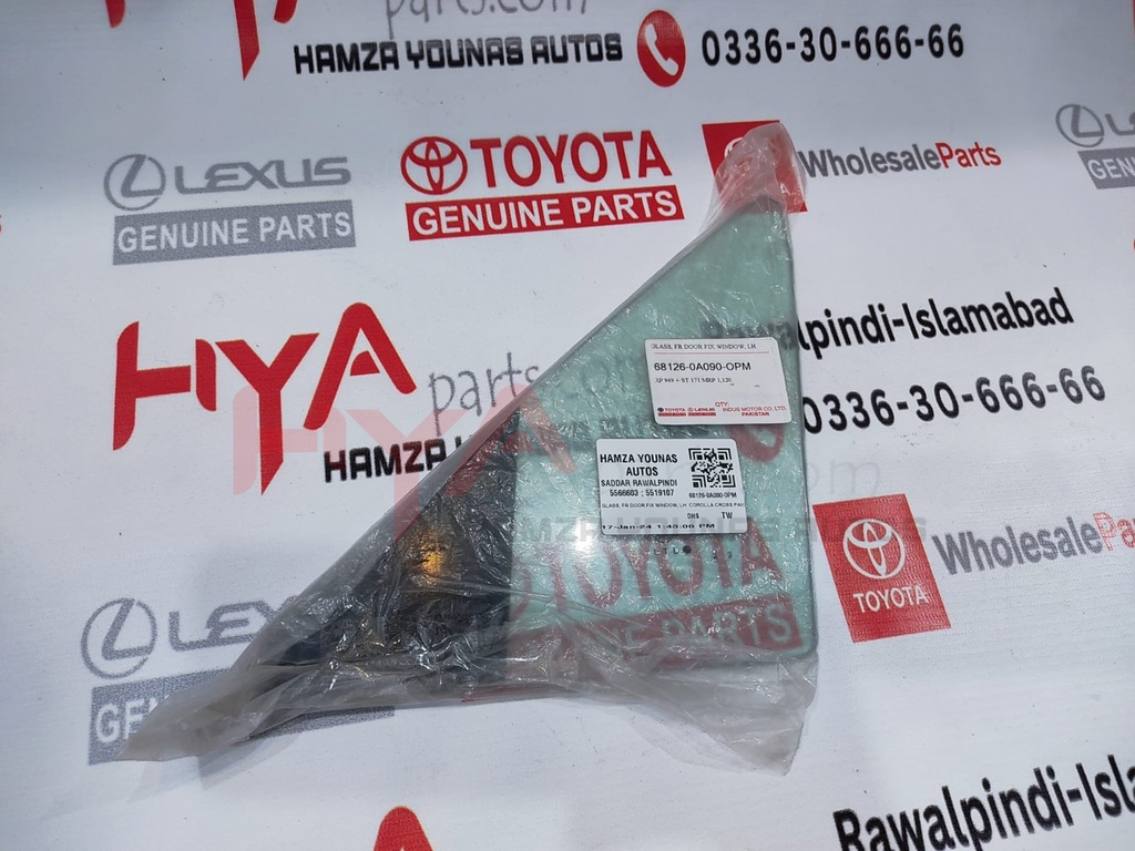 GLASS, FR DOOR FIX WINDOW, LH 